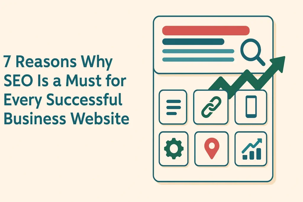 إنفوجرافيك تحسين محركات البحث يبرز نتيجة SERP الأولى مع سهم نمو وأيقونات السرعة والمحتوى والروابط والجوال والمحلي والتقني والتحليلات.